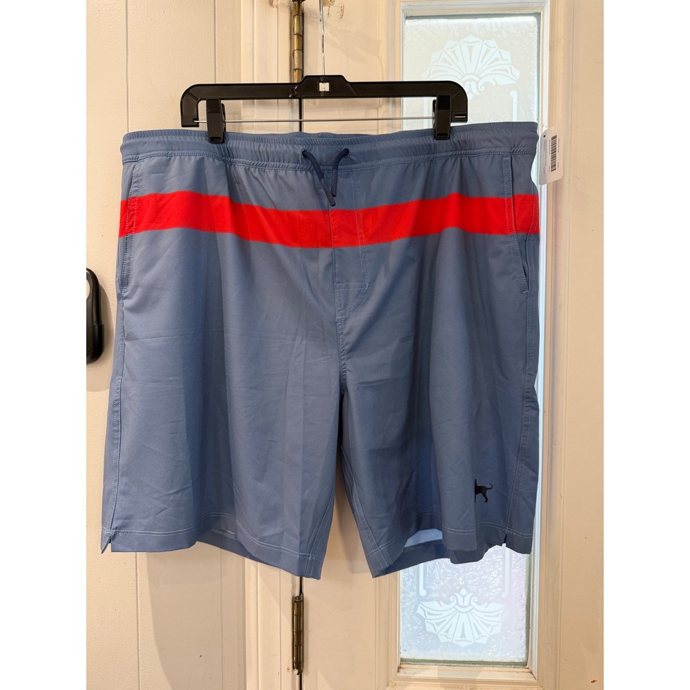 The Black Dog Mens Stripe Swim Trunk Denim Red XL M2044 Board Shorts NWT